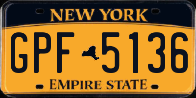 NY license plate GPF5136