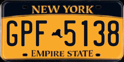 NY license plate GPF5138
