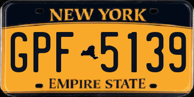 NY license plate GPF5139