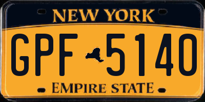 NY license plate GPF5140