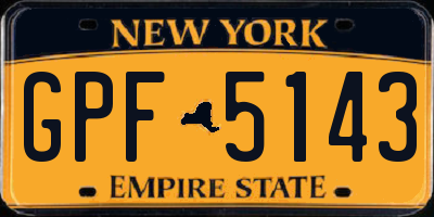 NY license plate GPF5143