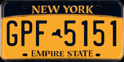 NY license plate GPF5151