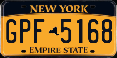NY license plate GPF5168