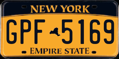 NY license plate GPF5169