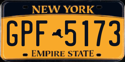 NY license plate GPF5173