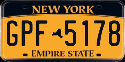 NY license plate GPF5178