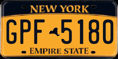NY license plate GPF5180