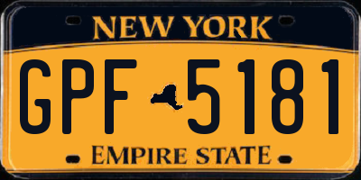 NY license plate GPF5181