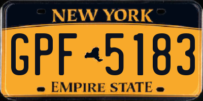 NY license plate GPF5183