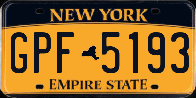 NY license plate GPF5193