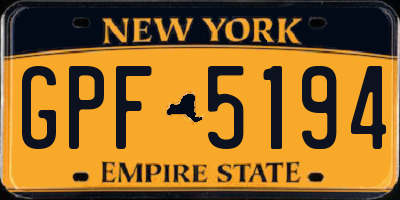 NY license plate GPF5194