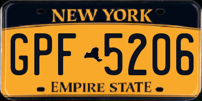 NY license plate GPF5206