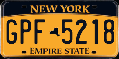 NY license plate GPF5218