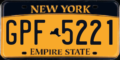 NY license plate GPF5221