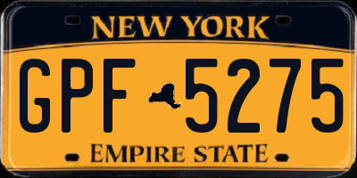 NY license plate GPF5275