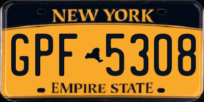 NY license plate GPF5308