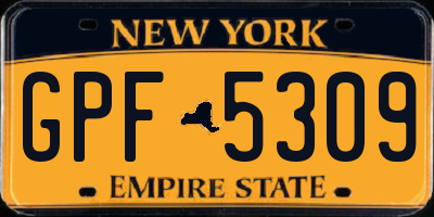 NY license plate GPF5309