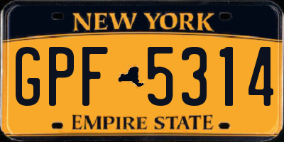 NY license plate GPF5314