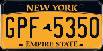 NY license plate GPF5350