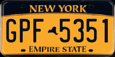 NY license plate GPF5351
