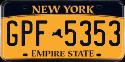 NY license plate GPF5353