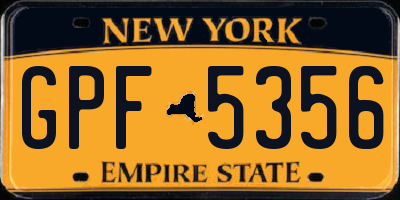 NY license plate GPF5356