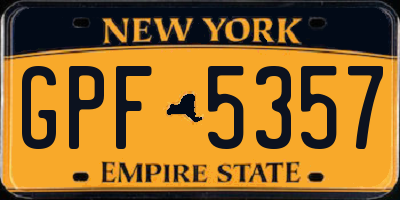 NY license plate GPF5357