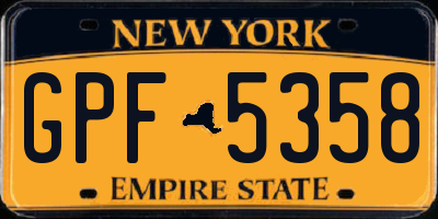 NY license plate GPF5358