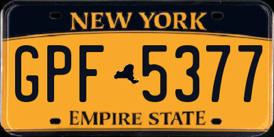 NY license plate GPF5377