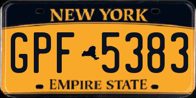 NY license plate GPF5383
