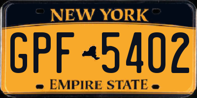 NY license plate GPF5402