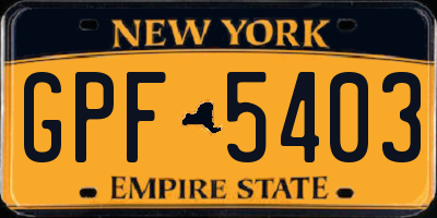 NY license plate GPF5403