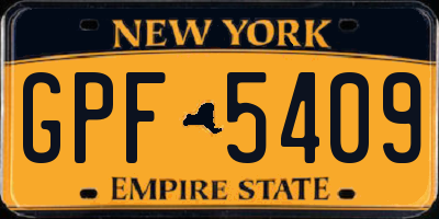 NY license plate GPF5409