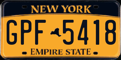 NY license plate GPF5418