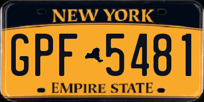 NY license plate GPF5481