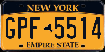 NY license plate GPF5514