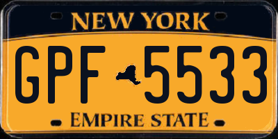 NY license plate GPF5533