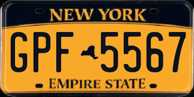 NY license plate GPF5567