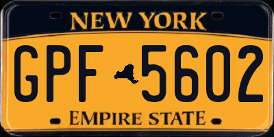 NY license plate GPF5602