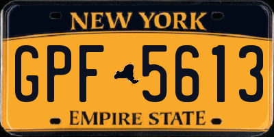 NY license plate GPF5613