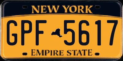 NY license plate GPF5617