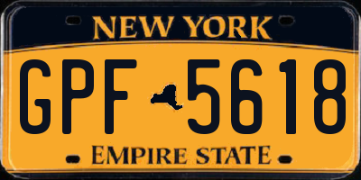 NY license plate GPF5618