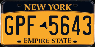 NY license plate GPF5643