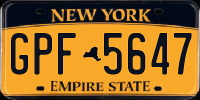 NY license plate GPF5647