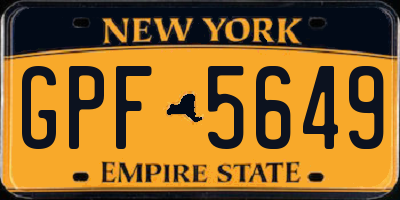 NY license plate GPF5649