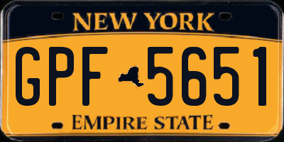 NY license plate GPF5651