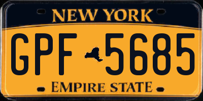 NY license plate GPF5685