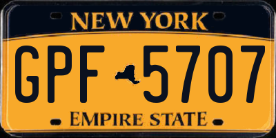 NY license plate GPF5707