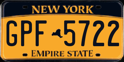 NY license plate GPF5722