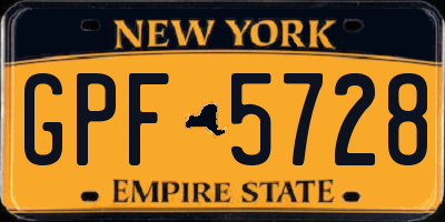 NY license plate GPF5728